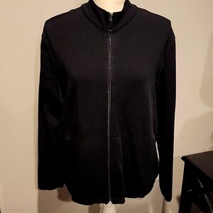 Chico's Design Classic Black Zip-up Size Chicos 2/large